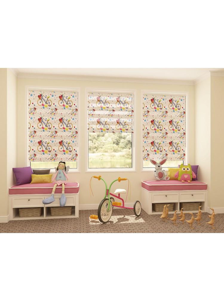 ZEBRA PERDE BALONLU BİSİKLET  RENKLİ MODELİ